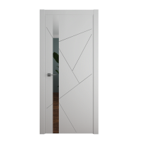 Дверь межкомнатная. Модель "Геометрия-6"(зеркало грей ), эмаль. Цвет серый. Фото в интернет-магазине Большой