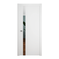 Дверь межкомнатная. Модель "Геометрия-5"( стекло черное), эмаль. Цвет белый. Фото в интернет-магазине Большой