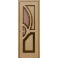 Дверь межкомнатная, остекленная. Модель Греция (стекло бронза). Цвет дуб. Фото в интернет-магазине Большой