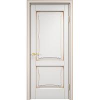 Дверь межкомнатная. Модель ОЛ-6/2. Белый грунт+патина золото. Фото в интернет-магазине Большой