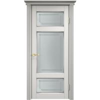 Дверь межкомнатная, остекленная. Модель ОЛ-55. Белый грунт+патина серебро. Фото в интернет-магазине Большой