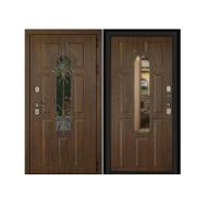 Дверь входная металлическая Дверной Континент Лион (ковка+стеклопакет) темный орех. Фото в интернет-магазине Большой