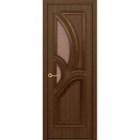 Дверь межкомнатная, остекленная. Модель Греция (стекло бронза). Цвет орех. Фото в интернет-магазине Большой