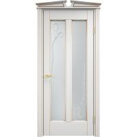 Дверь межкомнатная, остекленная. Модель ОЛ-102. Белый грунт+патина золото. Фото в интернет-магазине Большой