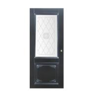 Дверь межкомнатная остекленная. Модель Б-12d. Цвет черная эмаль + патина серебро. Фото в интернет-магазине Большой