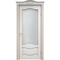 Дверь межкомнатная, остекленная. Модель ОЛ-33. Белый грунт+патина золото. Фото в интернет-магазине Большой