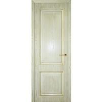 Дверь межкомнатная. Модель Кристалл-2. Цвет белый+патина золото. Фото в интернет-магазине Большой