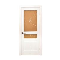 Дверь межкомнатная остекленная. Модель Готика. Цвет ясень белый. Фото в интернет-магазине Большой