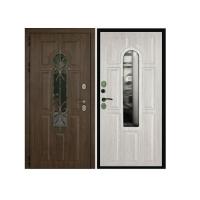 Дверь входная металлическая Дверной Континент Лион (ковка+стеклопакет) альберо браш. Фото в интернет-магазине Большой