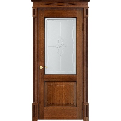 Дверь межкомнатная, остекленная. Модель ОЛ 6/2. Цвет коньяк+патина. Фото в интернет-магазине Большой