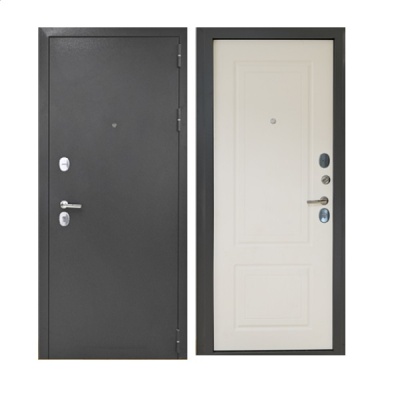 Дверь входная металлическая Дверьберг Стайл Т-90 букле черный/белое дерево. Фото в интернет-магазине Большой