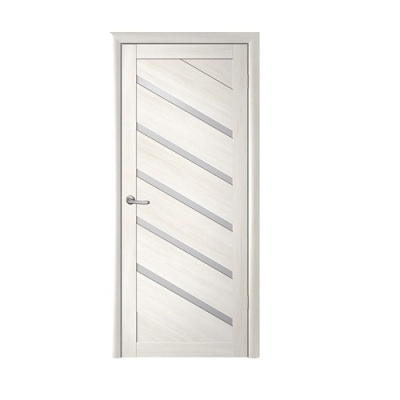 Дверь межкомнатная. Коллекция Мегаполис, модель "Сингапур" (стекло мателюкс),экошпон. Цвет белый кипарис. Фото в интернет-магазине Большой