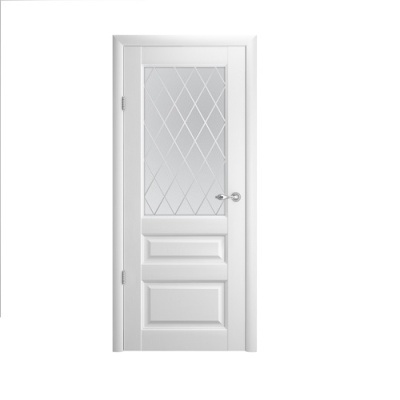 Дверь межкомнатная. Коллекция Галерея, модель "Эрмитаж 2" (стекло Ромб), Viny. Цвет белый. Фото в интернет-магазине Большой