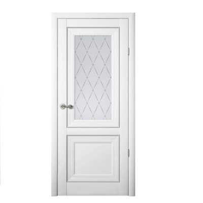 Дверь межкомнатная. Коллекция Империя, модель "Прадо"(стекло мателюкс), Vinyl. Цвет белый. Фото в интернет-магазине Большой