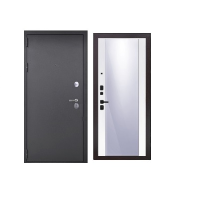 Дверь входная металлическая Дверьберг Классик S/велютто бьянко + зеркало. Фото в интернет-магазине Большой