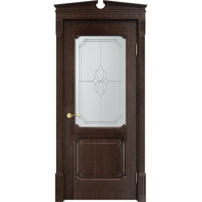 Дверь межкомнатная, остекленная. Модель ОЛ-7/2. Цвет орех окраска 15%. Фото в интернет-магазине Большой