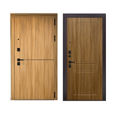 Дверь входная металлическая Дверьберг Горизонт дуб сиена янтарный/дуб сиена К2. Фото в интернет-магазине Большой