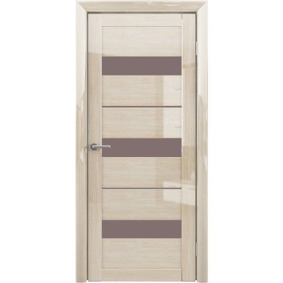 Дверь межкомнатная. Коллекция Мегаполис, модель "Прага" GL (стекло мателюкс бронза). Цвет глянец мокко. Фото в интернет-магазине Большой