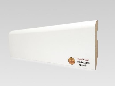 Плинтус МДФ TeckWood Белый прямой 80*16*2150 мм