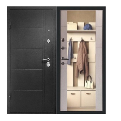 Дверь входная металлическая Дверной Континент Эверест зеркало Беленый дуб. Фото в интернет-магазине Большой