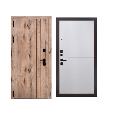 Дверь входная металлическая Дверьберг Вертикаль WOOD/велютто бьянко К4. Фото в интернет-магазине Большой