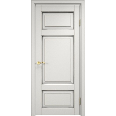 Дверь межкомнатная. Модель ОЛ-55. Белый грунт+патина серебро. Фото в интернет-магазине Большой