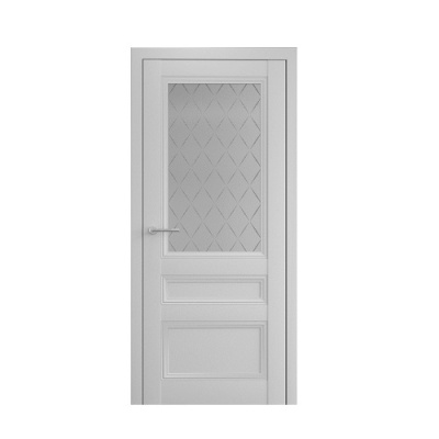 Дверь межкомнатная. Коллекция Империя, модель "Византия" (стекло мателюкс Лорд), Vinyl. Цвет платина. Фото в интернет-магазине Большой