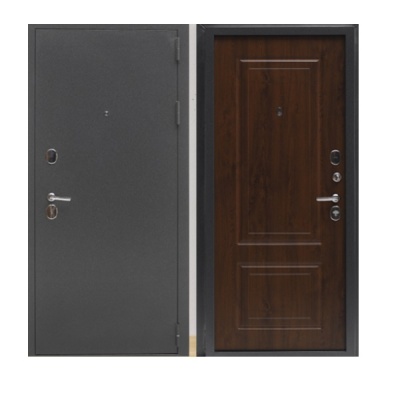 Дверь входная металлическая Дверьберг Стайл Т-90 букле черный/грецкий орех. Фото в интернет-магазине Большой