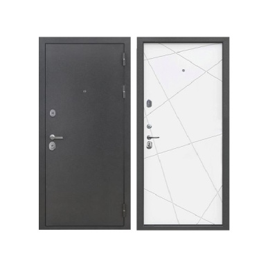 Дверь входная металлическая Дверьберг Термо серебро/эмаль белая 2530. Фото в интернет-магазине Большой