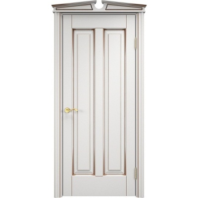 Дверь межкомнатная. Модель ОЛ-102. Белый грунт+патина орех. Фото в интернет-магазине Большой