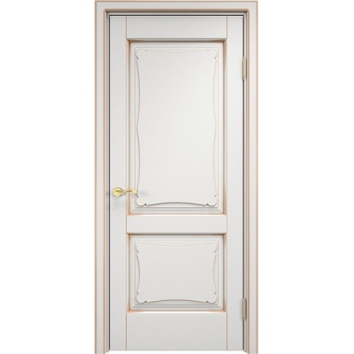 Дверь межкомнатная. Модель ОЛ-6/2. Белый грунт+патина золото. Фото в интернет-магазине Большой