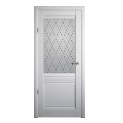 Дверь межкомнатная. Коллекция Империя, модель "Рим"(стекло мателюкс), Vinyl. Цвет платина. Фото в интернет-магазине Большой