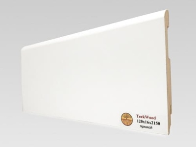 Плинтус МДФ TeckWood Белый прямой 120*16*2150 мм