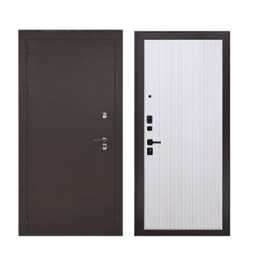 Дверь входная металлическая Дверьберг Термо медь/велютто бьянко К2. Фото в интернет-магазине Большой