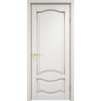 Дверь межкомнатная. Модель ОЛ-33. Белый грунт+патина золото. Фото в интернет-магазине Большой