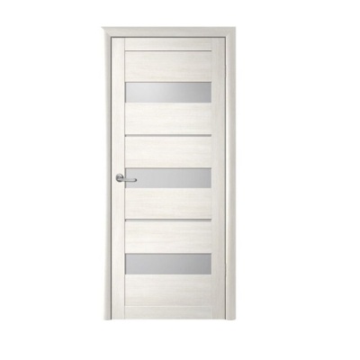 Дверь межкомнатная. Коллекция Мегаполис, модель "Прага" (стекло мателюкс), экошпон. Цвет белый кипарис. Фото в интернет-магазине Большой