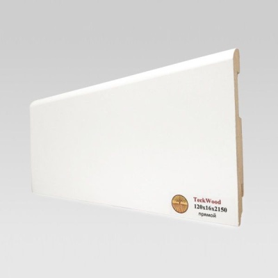 Плинтус МДФ TeckWood Белый глянец ПРАЙМ прямой 120х16х2150