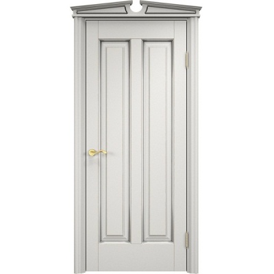 Дверь межкомнатная. Модель ОЛ-102. Белый грунт+патина серебро. Фото в интернет-магазине Большой