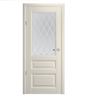 Дверь межкомнатная. Коллекция Галерея, модель "Эрмитаж 2" (стекло Ромб), Viny. Цвет ваниль. Фото в интернет-магазине Большой