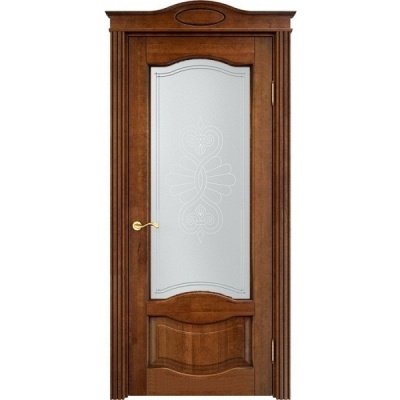 Дверь межкомнатная, остекленная. Модель ОЛ-33. Цвет коньяк+патина. Фото в интернет-магазине Большой