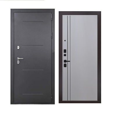 Дверь входная металлическая Дверьберг Термо серебро/велютто ферро. Фото в интернет-магазине Большой