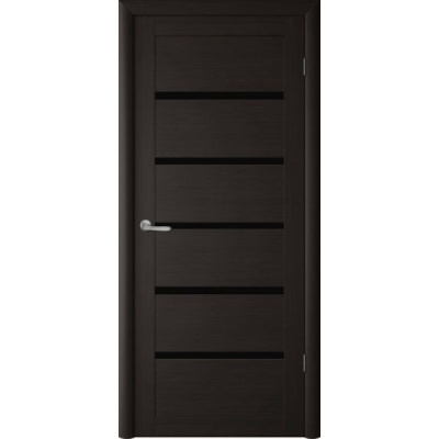 Дверь межкомнатная. Коллекция Мегаполис, модель "Вена" (стекло черное), экошпон. Цвет темный кипарис. Фото в интернет-магазине Большой