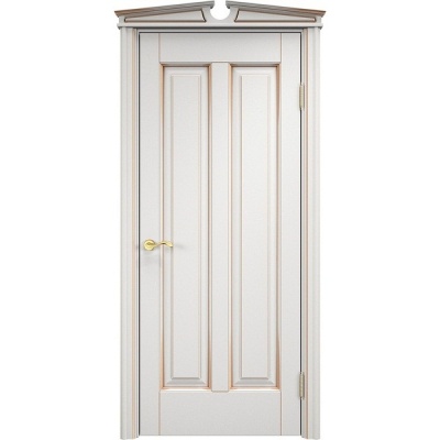 Дверь межкомнатная. Модель ОЛ-102. Белый грунт+патина золото. Фото в интернет-магазине Большой