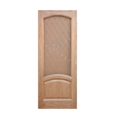 Дверь межкомнатная остекленная. Модель Соло. Цвет дуб натуральный. Фото в интернет-магазине Большой