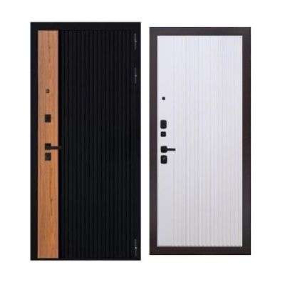 Дверь входная металлическая Дверьберг Тренд черная шагрень/велютто бьянко К5. Фото в интернет-магазине Большой