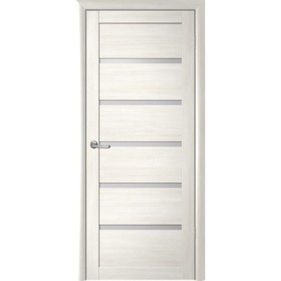 Дверь межкомнатная. Коллекция Мегаполис, модель "Вена" (стекло мателюкс), экошпон. Цвет белый кипарис. Фото в интернет-магазине Большой