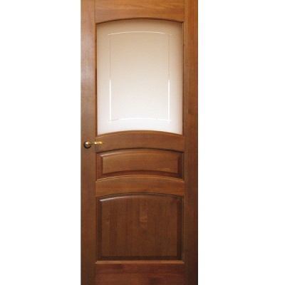 Дверь межкомнатная, остекленная. Модель №16. Цвет орех окраска 10% +патина. Фото в интернет-магазине Большой