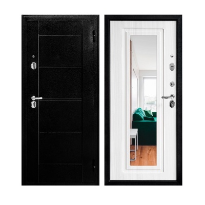 Дверь входная металлическая Дверной Континент Форпост 75 зеркало лиственница белая. Фото в интернет-магазине Большой