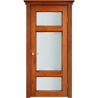 Дверь межкомнатная, остекленная. Модель ОЛ-55. Цвет медовый+патина. Фото в интернет-магазине Большой