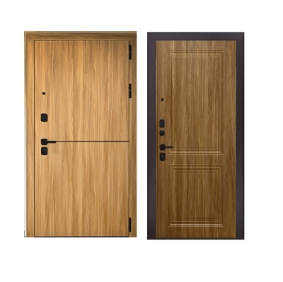 Дверь входная металлическая Дверьберг Горизонт дуб сиена янтарный/дуб сиена К3. Фото в интернет-магазине Большой